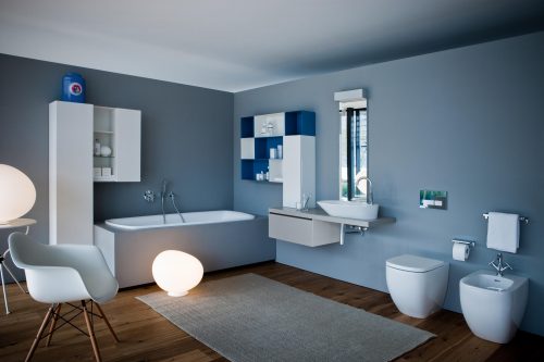 blue gray bathroom
