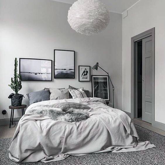 gray white bedroom